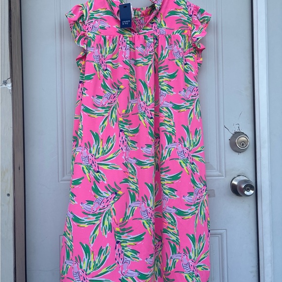 crown & ivy Pink Tropical Print Smocked Maxi Dress - Picture 2 of 7